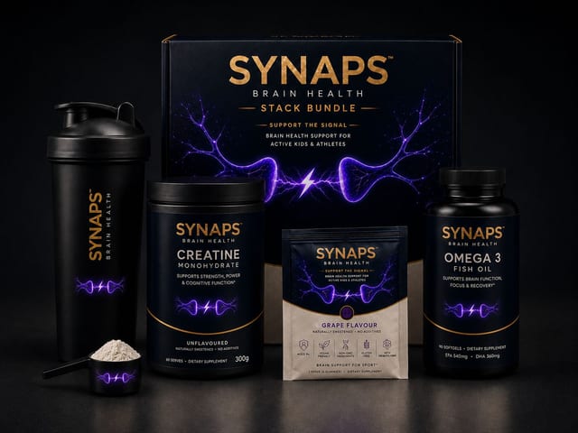 SYNAPS Stack Bundle: brain gummies, creatine monohydrate and omega 3 fish oil with shaker